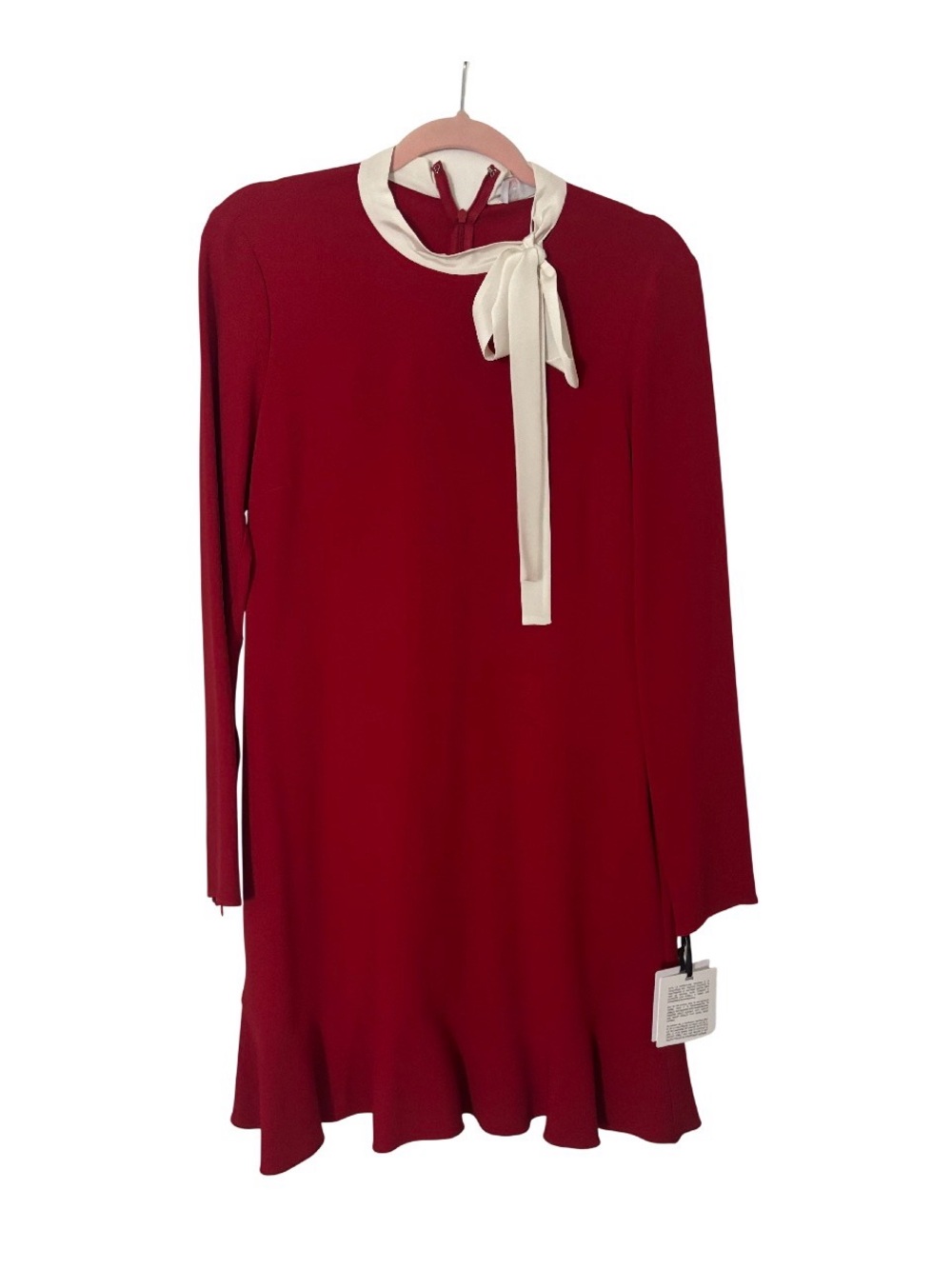 Valentino Red Long Sleeve Tie-Neck Dress - NWT